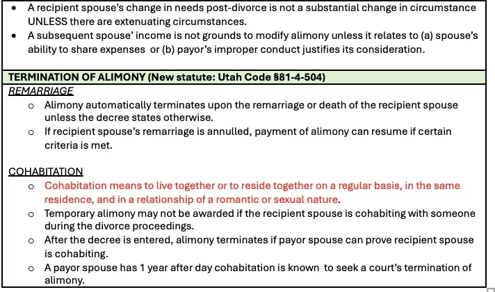 Termination of Alimony Under Utah Code §81-4-504